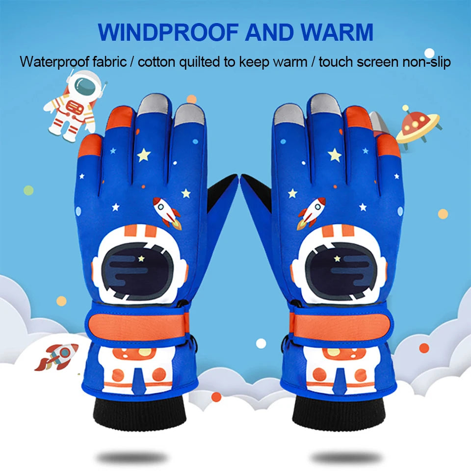 KoKossi Winter Children Ski Gloves Keep Finger Warm Thicken Waterproof Snowboard Snow Kids Gloves For Boys Girls Windproof