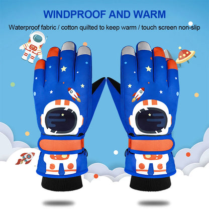 KoKossi Winter Children Ski Gloves Keep Finger Warm Thicken Waterproof Snowboard Snow Kids Gloves For Boys Girls Windproof