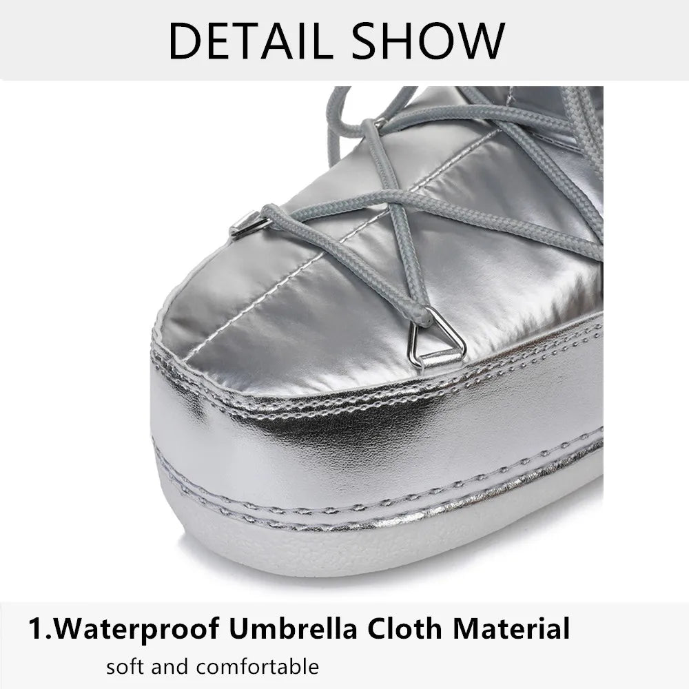 2025 Winter Lace-up Ankle Boots Women Snow Boots Brand Design Classic Platform Waterproof Non-slip Cotton Boots Woman Ski Boots