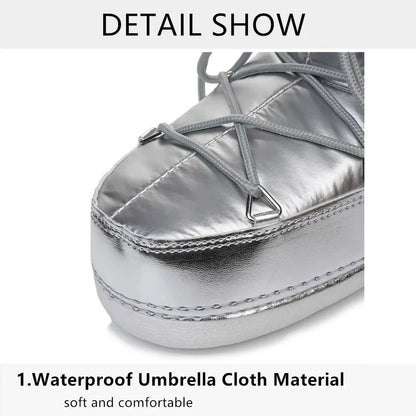 2025 Winter Lace-up Ankle Boots Women Snow Boots Brand Design Classic Platform Waterproof Non-slip Cotton Boots Woman Ski Boots