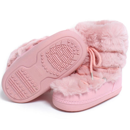 2025 Winter Snow Boots Women Ski Boots Luxury Fluffy Furry Fur Boots Female Rivets Warm Waterproof Platform Black Cotton Boots
