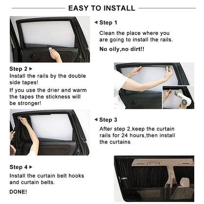 2pcs 50cm Car Sun Shade Side Window Curtain Auto Foldable Uv Protection Accessories Black Pure Cloth Auto Accessories