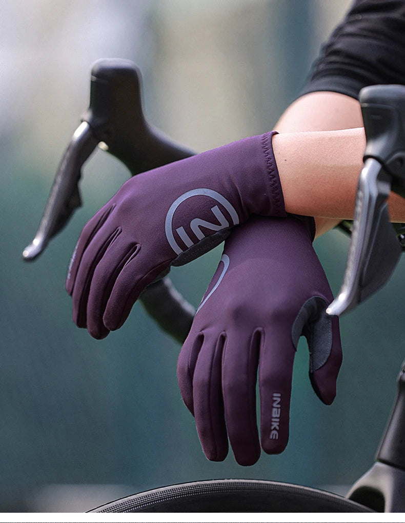 INBIKE 2024 Cycling Gloves Gel Padded for Men Autumn Winter Fleece Road Bike Gloves MTB Full Finger Touchscreen Bike Accessories