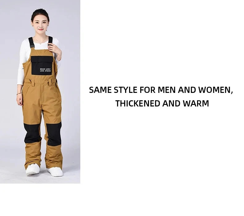 New Men and Women Winter Outdoor Ski Pants Windproof Waterproof Warm Breathable Snowboarding Pants Snow Sports Bibs Pants