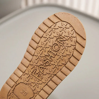 Kids Snow Boots Winter Fashion Non-slip Children's Boots Skiing Solid Color Warm Pattern Soft Thick Bottom Children's Shoes