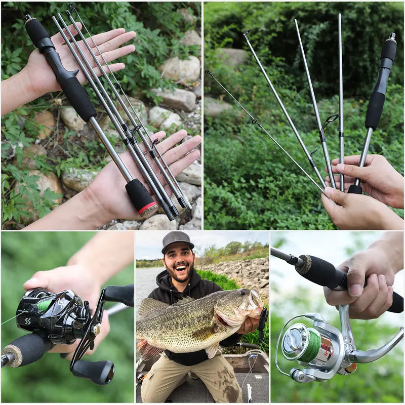 Sougayilang Spinning/Casting Rod 5 Sections Carbon Fiber Ultra Light Carp Fishing Pole Outdoor Sport Stream Fishing Tools/Tackle