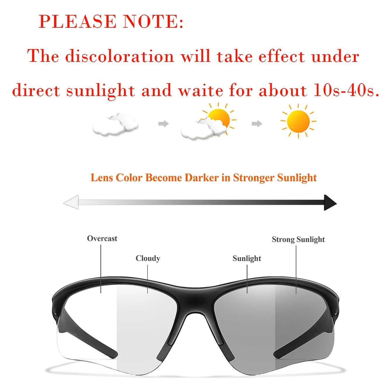 LOISRUBY Style Photochromic Sunglasses Men Women Outdoor Mtb Bicycle Cycling Runnging Eyewear Sports Bike Windproof Goggles