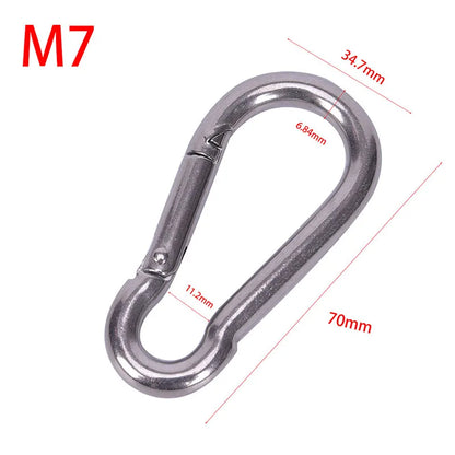 304 Stainless Steel M4 M5 M6 M7 M8 Multifunctional Spring Snap Carabiner Quick Link Lock Ring Hook