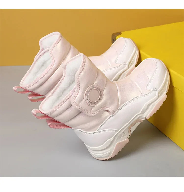 Winter Children's Cotton Shoes Anti-Slip Ice Claw High-Top Waterproof Fleece-Lined Snow Boots for Girls And Boys Hot Sale Of The