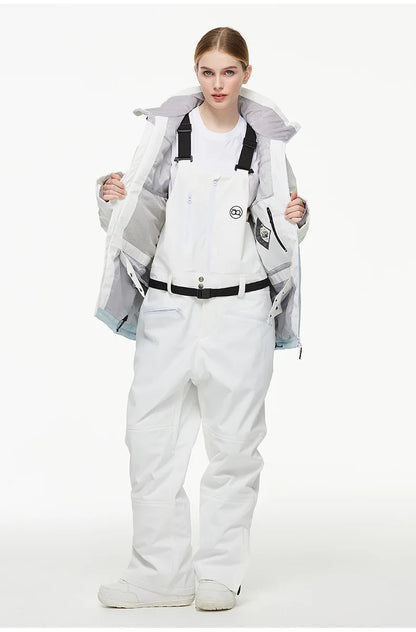 Men Women Ski Pants Winter Windproof Waterproof Reflective Warm Breathable Ski Overalls Pants Female Male Loose Snowboard Pants