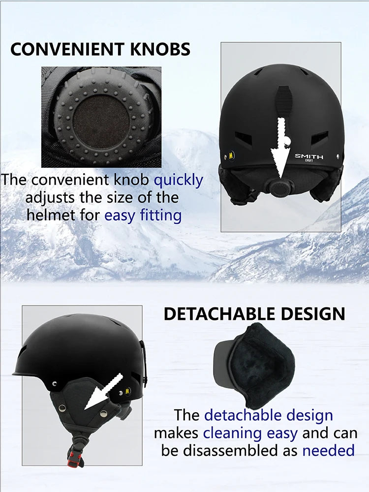 SMITHDRIFT Unisex Ski Helmet Half-covered Skiing Snowboard Winter Sports Helmet Snow Skating Integrally-Molded Helmet  Youth