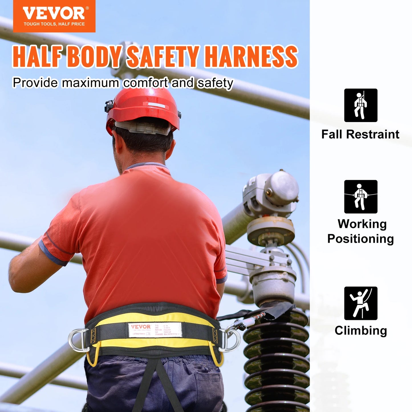 Half Body Safety Harness 340 lbs for Fire Rescuing Caving Rock Climbing