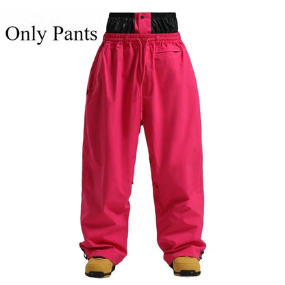 Men Baggy Windproof Solid Women Skiing Pants Waterproof Loose Hooded Ski Strides New Outdoor Sport Adult Breathable Trousers