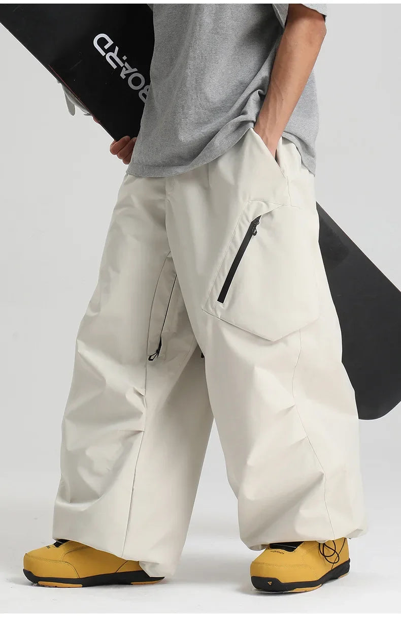 Women Waterproof Ski Pant Windproof Men Warm Snowboarding Trousers Outdoor Winter Sports Breathable Solid Baggy Skiing Strides