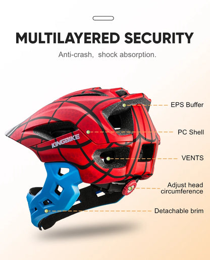 BATFOX Kids Full Face bike helmet Detachable Downhill Children Cycling Motorcycle Skateboard Sports Racing Racing Bicycle helmet