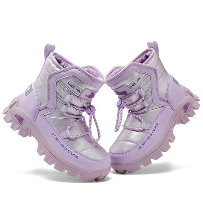 JMFCHI Kids Snow Boots Boys Hiking boots for Kids Waterproof Winter Snow Boots for Girls Warm Fur Lined Slip Resistant Outdoor