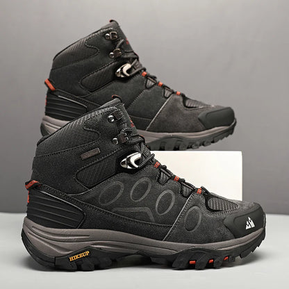 HIKEUP High-Top Men Hiking Boot Winter Outdoor Shoes Lace-Up Non-slip Sports Casual Trekking Boots Man Suede Warm Shoes