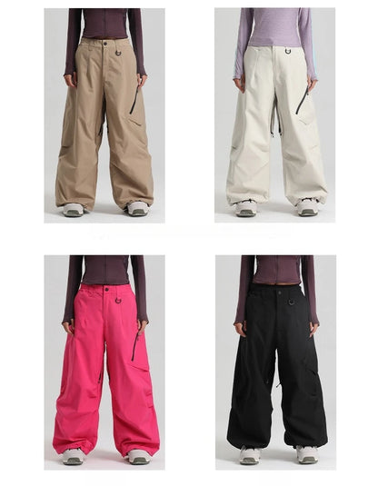 Women Waterproof Ski Pant Windproof Men Warm Snowboarding Trousers Outdoor Winter Sports Breathable Solid Baggy Skiing Strides