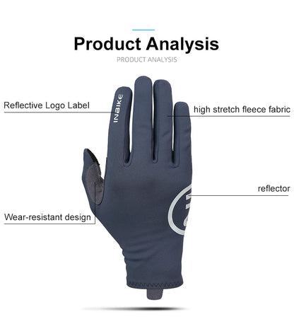 INBIKE 2024 Cycling Gloves Gel Padded for Men Autumn Winter Fleece Road Bike Gloves MTB Full Finger Touchscreen Bike Accessories