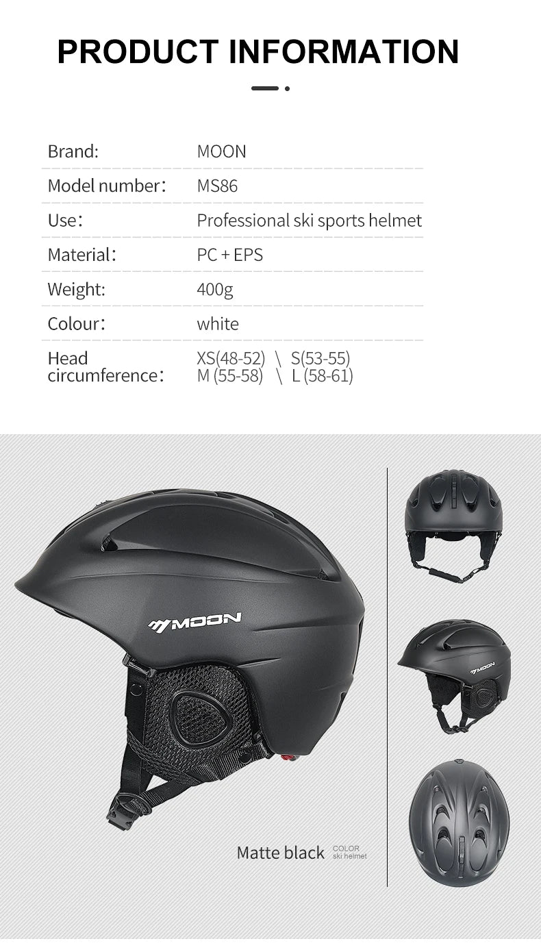 MOON PC+EPS Adult Ski Helmet for Adult and Youth Skating Skateboard Helmet Snow Sports Snowboard Helmets With 2 Gifts