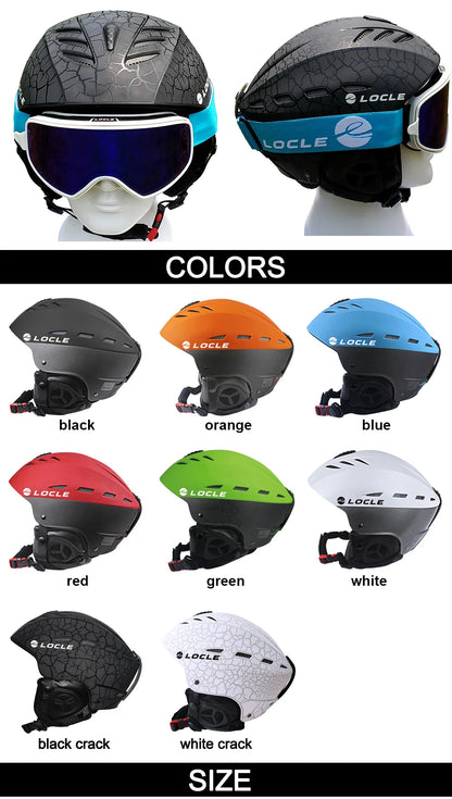 LOCLE Men Skiing Helmet Women Children Boys Girls Ski Helmet Skating Skateboard Snowmobile Motorcycle Helmets Size 52-64cm