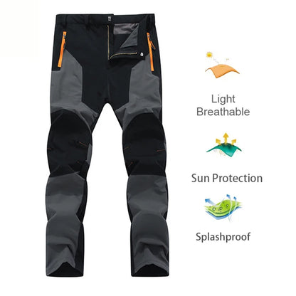 Men's UV Resistant Hiking Pants TRVLWEGO - Quick Dry Summer Camping Trousers Water Splash Prevention