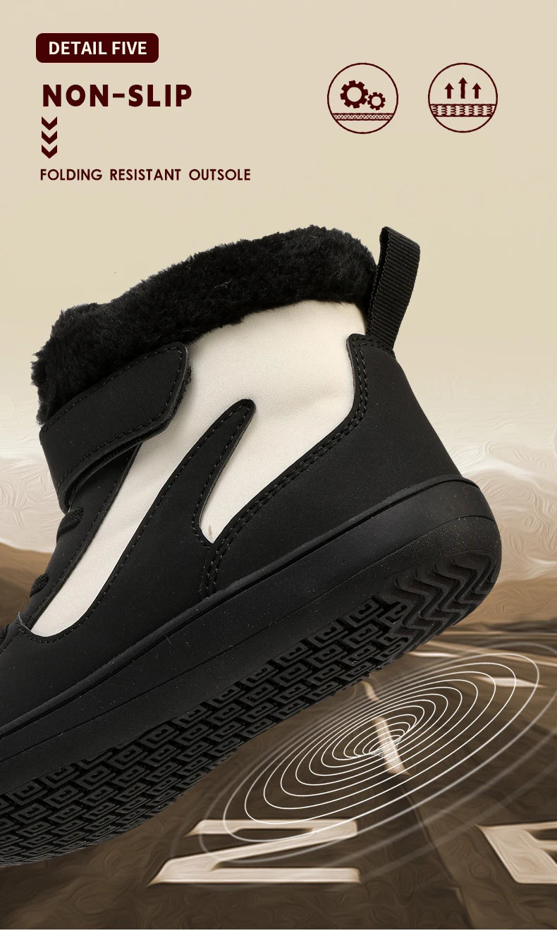 Winter Kids Wide Toe Barefoot Snow Boots Outdoor Waterproof Anti-slip Hiking Shoes Thickened Warm Plush Boots Comfortable