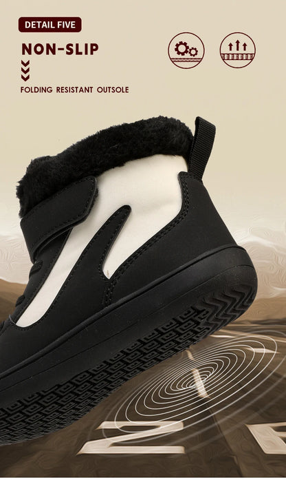 Winter Kids Wide Toe Barefoot Snow Boots Outdoor Waterproof Anti-slip Hiking Shoes Thickened Warm Plush Boots Comfortable