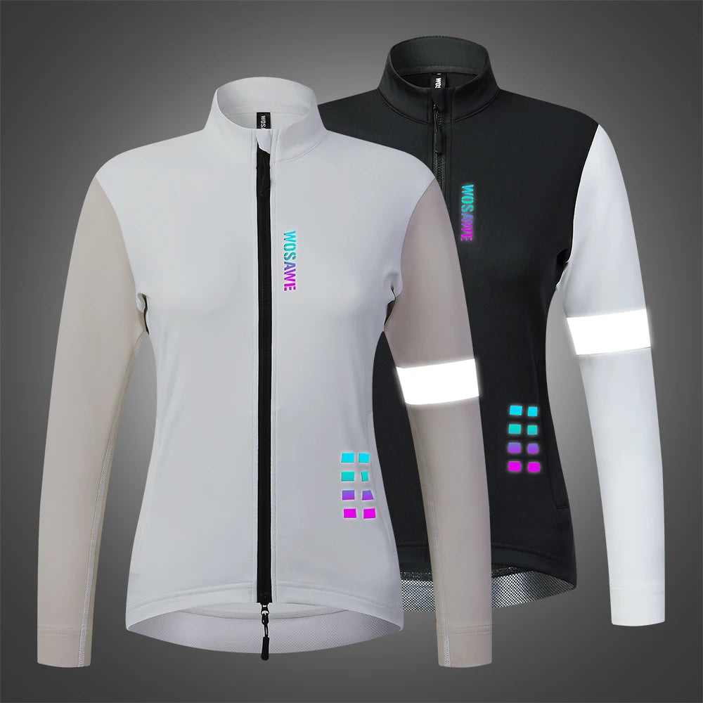 WOSAWE Women's Winter Thermal Fleece Cycling Jersey Long Sleeve Bike Jacket for Riding & Gym Ropa Ciclismo Clothings