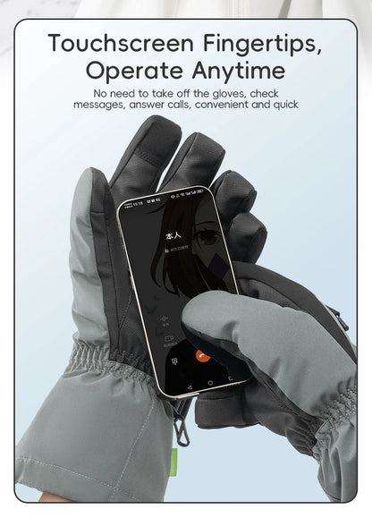 Qunature Ski Gloves Touchscreen Waterproof Keep Warm Ski Gloves Extended Wrist Palm anti-slip PU Snowboard Gloves Windproof