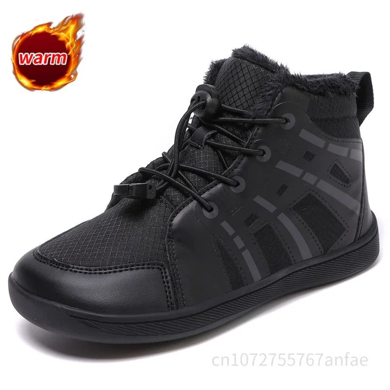 Boys Girls Snow Boots Waterproof Winter Shoes Kids Barefoot Shoes Winter Wide Toe Sneakers Warm Snow Boots Lightweight Non-slip