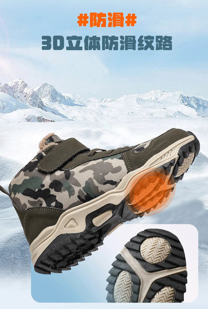 Children Snow Boots Winter Warm Boots Kids Shoes Girls And Boys Camouflage Shoes Non-Slip Rubber Sole Outdoor Hiking Boots