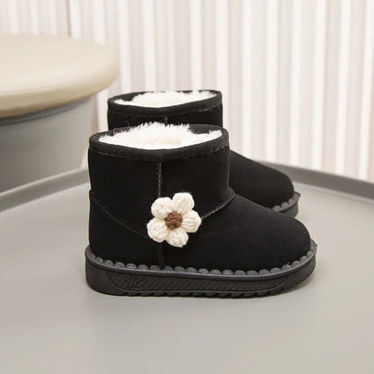 Kids Snow Boots Winter Fashion Non-slip Children's Boots Skiing Solid Color Warm Pattern Soft Thick Bottom Children's Shoes