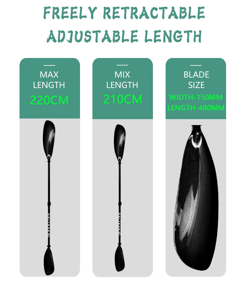 2 sections 100% Carbon Fiber Kayak Paddle Carbon Spoon-type Blade Ultra Light Carbon Wing Paddle for Boat Surfing Kayaking