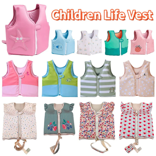 Kids Life Vest Toddlers Swim Vest Cartoon Swimsuit Children Swimming Aid Buoyancy Floatation Jackets Swimming Pool Accessories