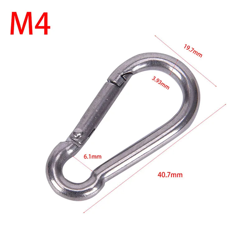 304 Stainless Steel M4 M5 M6 M7 M8 Multifunctional Spring Snap Carabiner Quick Link Lock Ring Hook