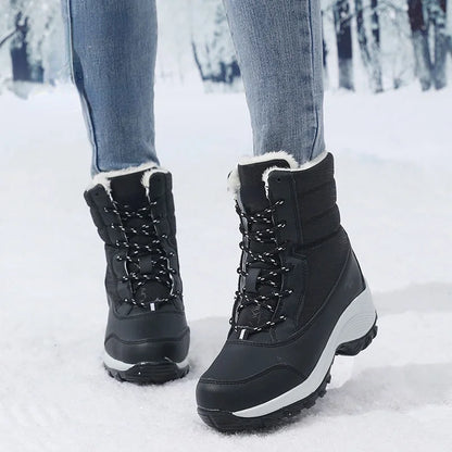 Snow Boots for Women Casual Winter Shoes Platform Non-slip Warm Fur Ankle Boots Plush Combat Outdoor Casual Hiking Warm Shoes