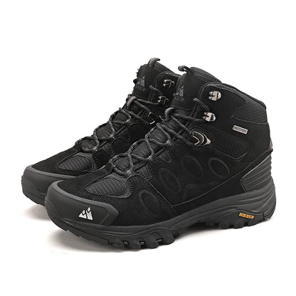 HIKEUP High-Top Men Hiking Boot Winter Outdoor Shoes Lace-Up Non-slip Sports Casual Trekking Boots Man Suede Warm Shoes