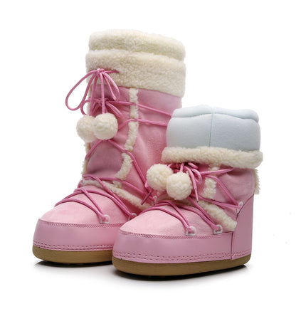 Winter Boots Women Snow Boots Cold-proof Ski BootsWarm Mid-calf Space Boots Slip-resistant Cotton Shoes 35-40