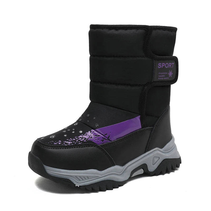 Winter Outdoor Children Boots Princess Elegant Girls Shoes Water Proof Girl Boy Snow Boots Kids Warm High Quality Plush Boots