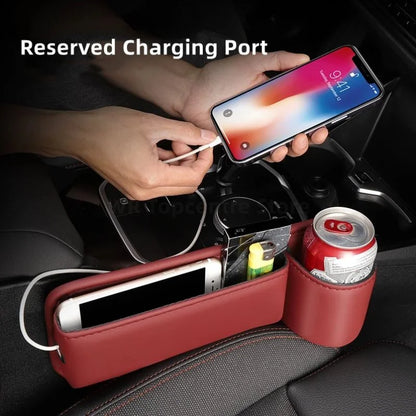 Car Seat Gap Organizer Multifunction Console Crevice Filler Side Storage Box with Cup Holder Sundries Storage Pocket Accessories