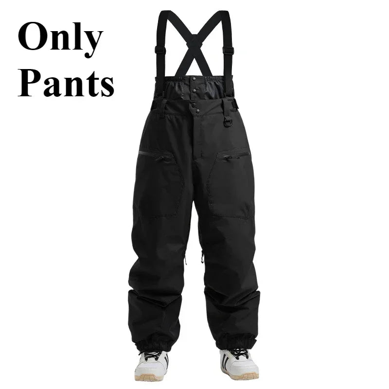 Winter New Skiing Pants Thickening Warm Ski Overalls Men Loose Snow Clothes Outdoor Windproof Snowboard Trousers Waterproof Pant