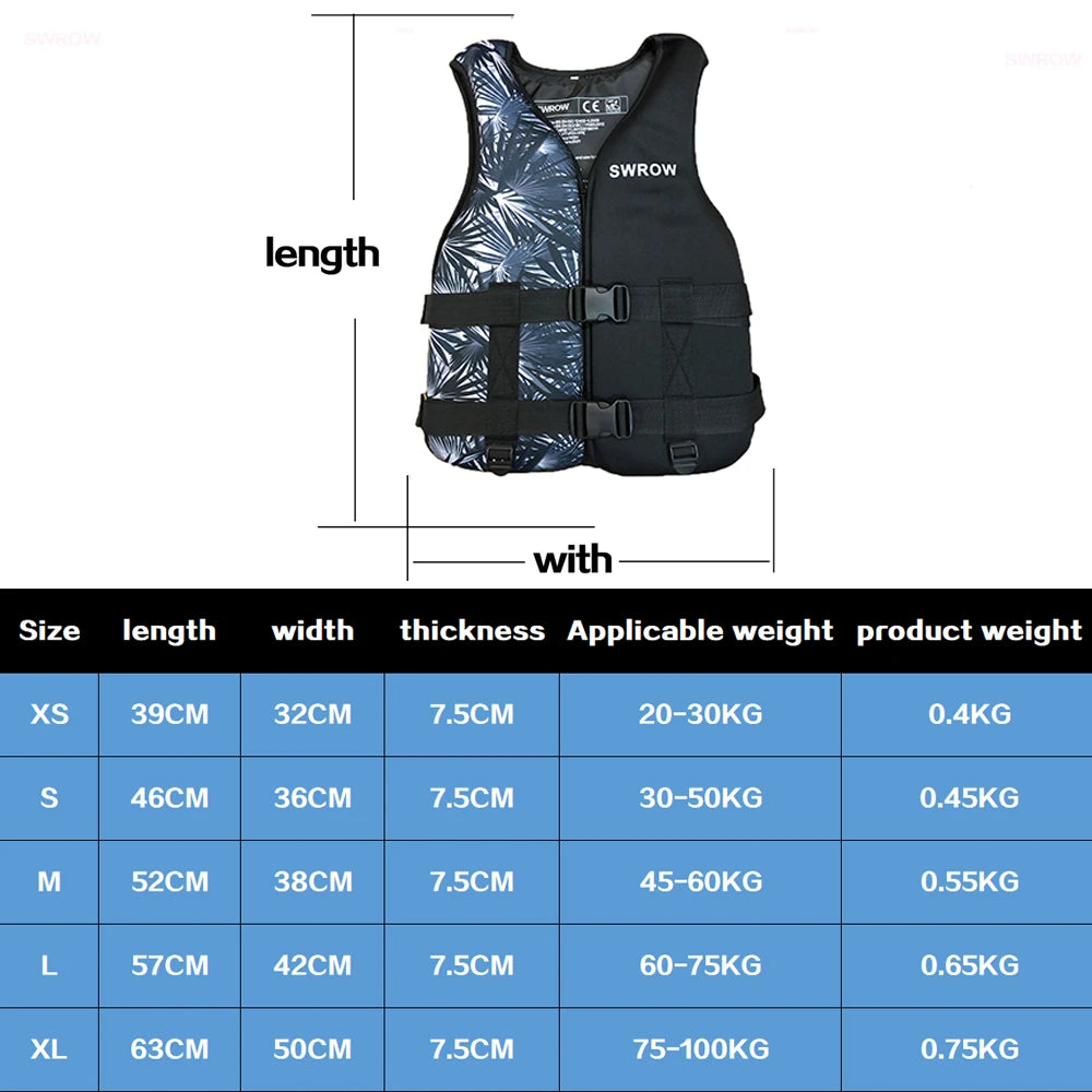 New Life Jacket Neoprene Safety Life Vest Water Sports Fishing Kayaking Boating Swimming Drifting Safety Vest for Adult Children