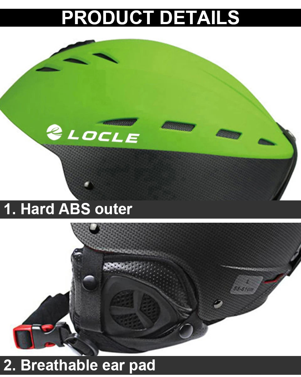 LOCLE Men Skiing Helmet Women Children Boys Girls Ski Helmet Skating Skateboard Snowmobile Motorcycle Helmets Size 52-64cm