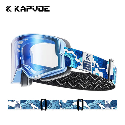 Kapvoe Photochromic Ski Goggles Magnetic Anti-Fog Lenses UV400 Protection Men Women Ski Goggles Winter Sports Eyewear