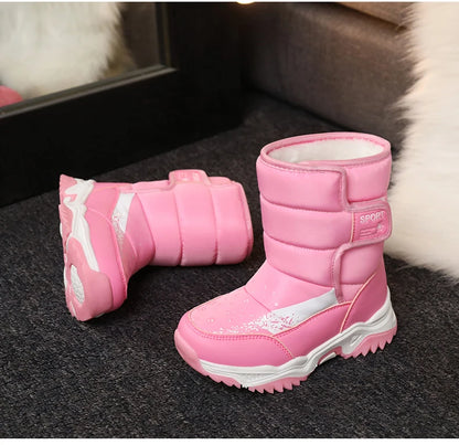 Winter Outdoor Children Boots Princess Elegant Girls Shoes Water Proof Girl Boy Snow Boots Kids Warm High Quality Plush Boots