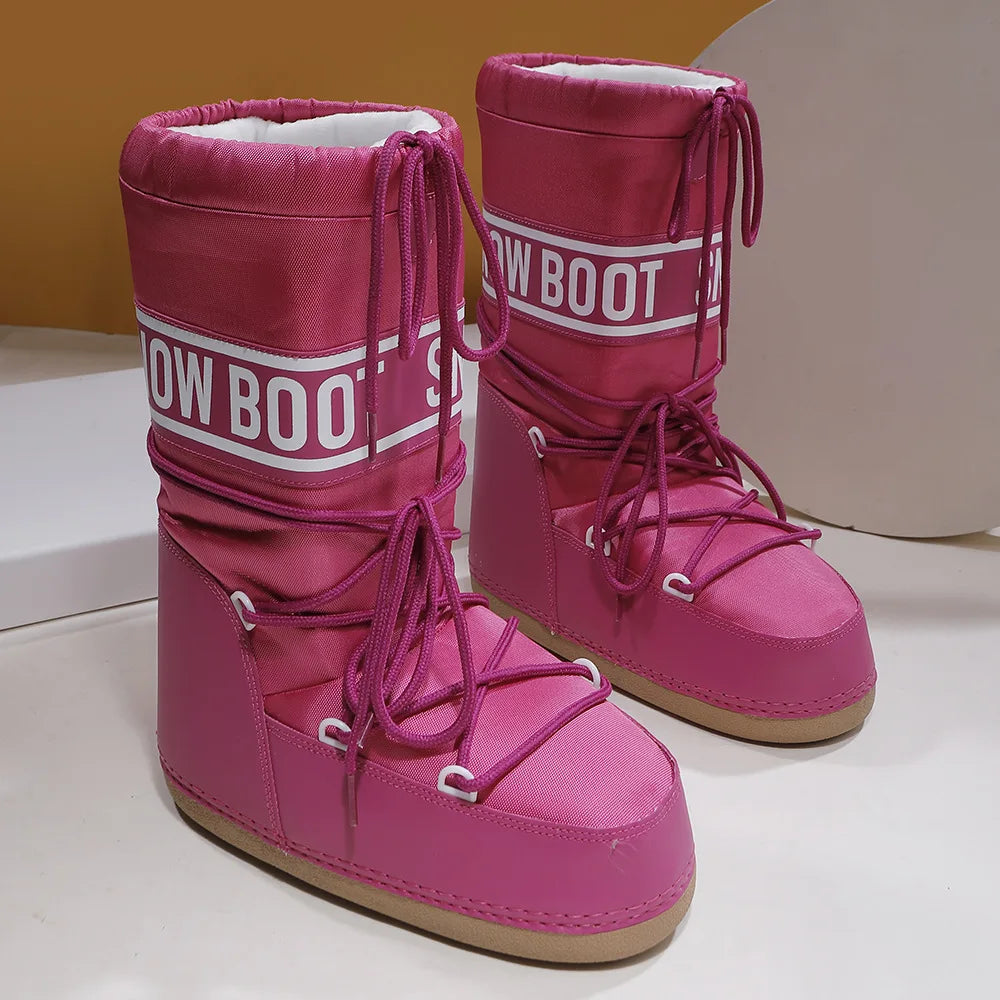 Winter Boots Women Snow Boots Mid-calf Cold-proof Antiskid Thicken Plush Waterproof Thick Platform Space Ski Boots Size 35-43