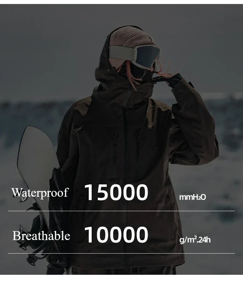 New Men Ski Jacket Waterproof Windproof Warm Breathable Snowboarding Coat 2025 Winter Sports Unisex Polyester Skiing Top Outdoor