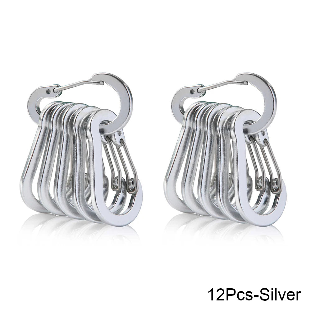 6/12pcs Outdoor Camping Multi Tool Mountaineering Buckle Steel Small Carabiner Clips Fishing Climbing Acessories Dropshipping