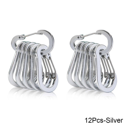 6/12pcs Outdoor Camping Multi Tool Mountaineering Buckle Steel Small Carabiner Clips Fishing Climbing Acessories Dropshipping